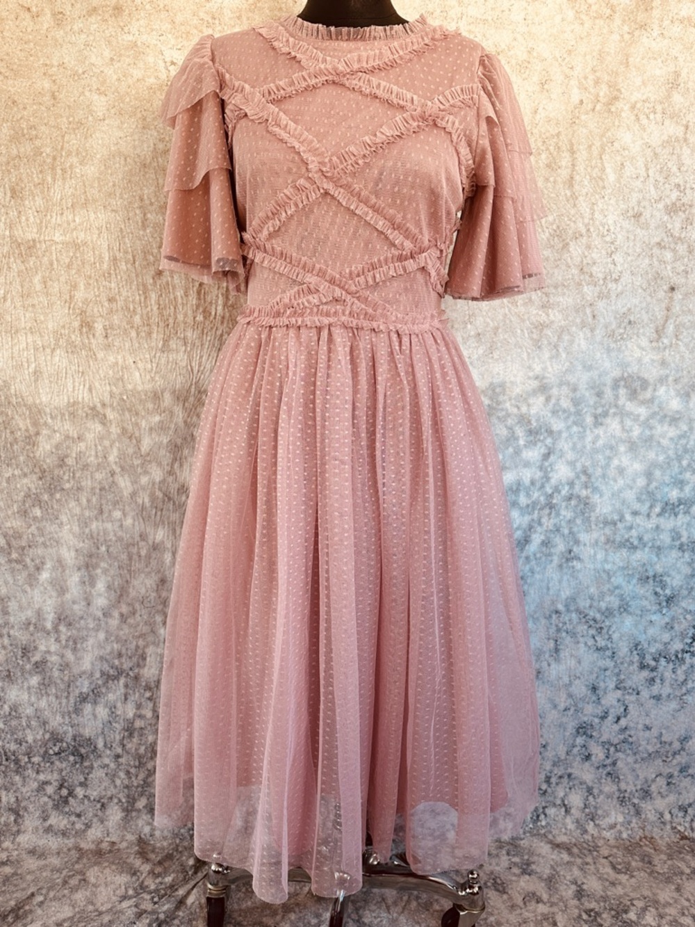 Ivy City Co Dusty Rose Ruffle Midi Dress